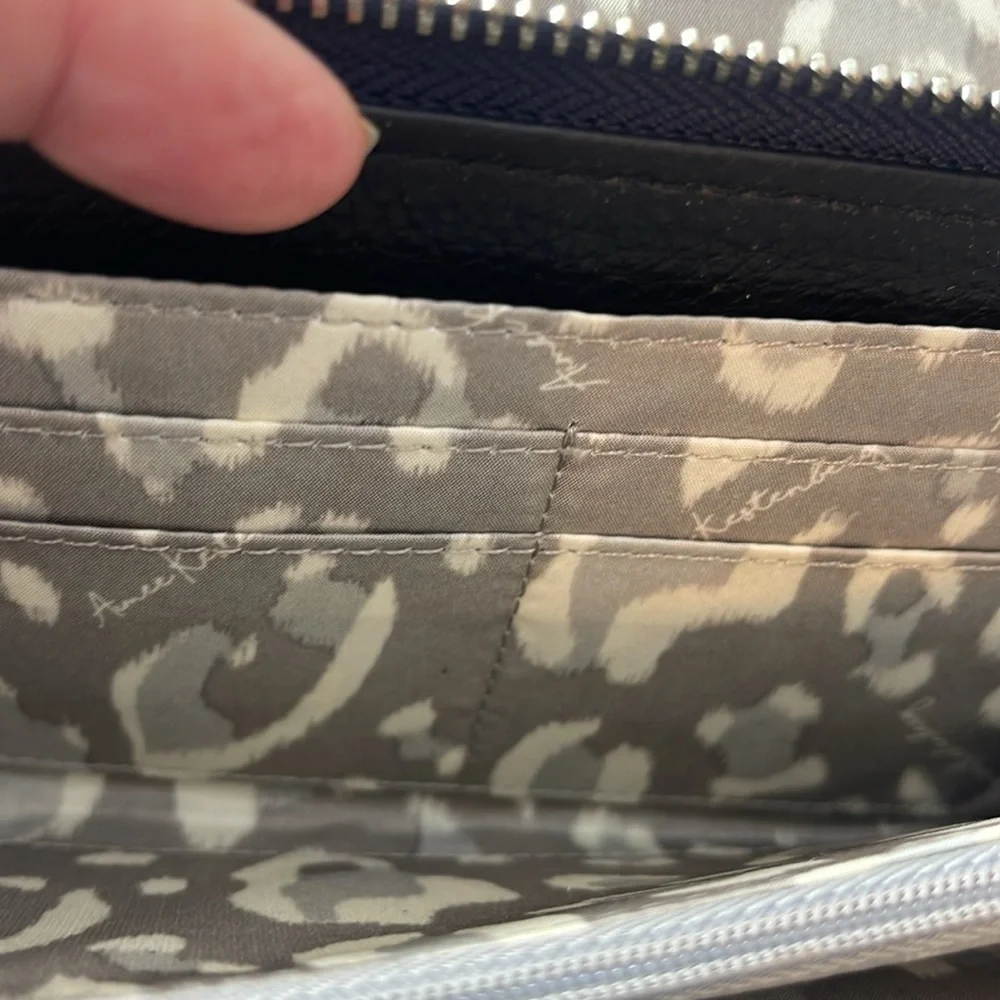Aimee Kestenberg Delancey Wallet on a Chain Black Floral Leather Silver